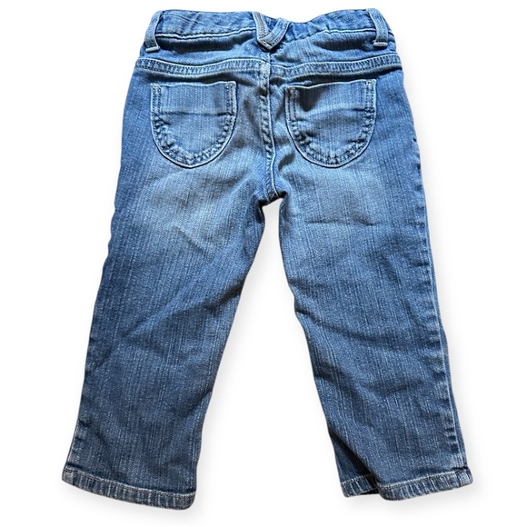 VTG Old Navy Girls Sz 6 Blue Denim Jeans Embroidered  Cross Stitch Straight Y2K - Picture 4 of 13